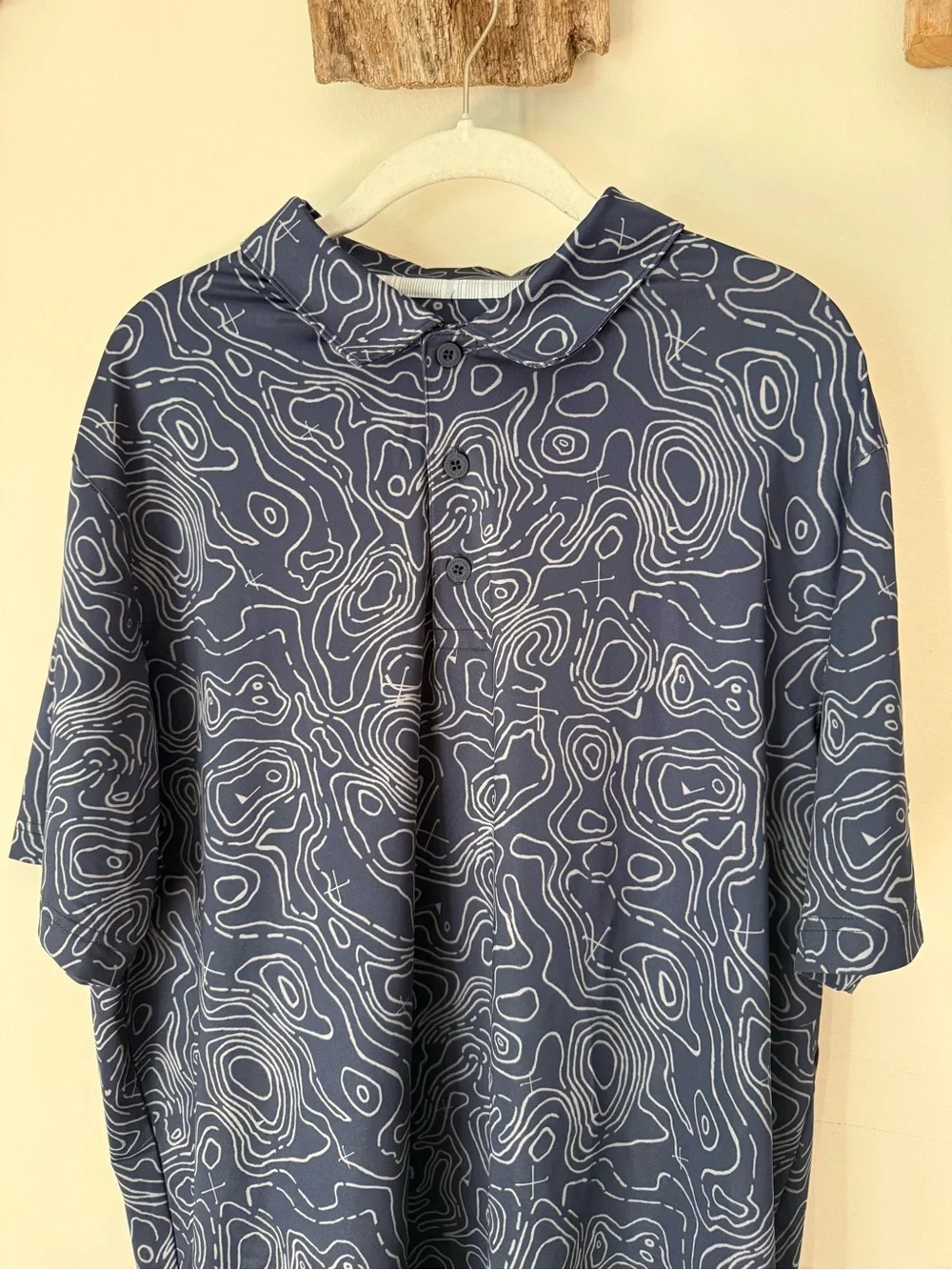 PUMA Golf Men’s Navy Topographic Print Performance Polo Shirt Size Large